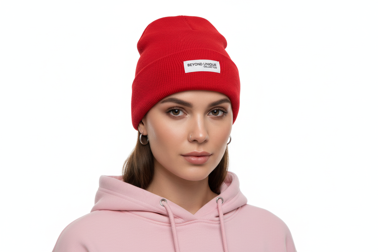 Red fall/Winter hat Soft knit beanie